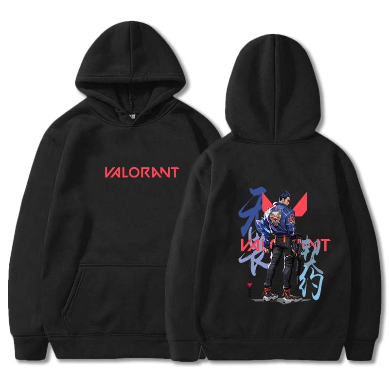 Cool Men Yoru Back View Print Fashion Shooting Game Valorant Long Sleeve Hoodies Funny Anime Winter - The Promised Neverland Store